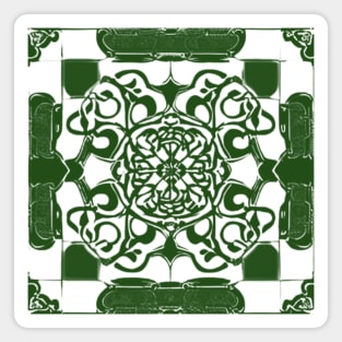 Dark Green and White Aesthetic Floral Pattern Magnet